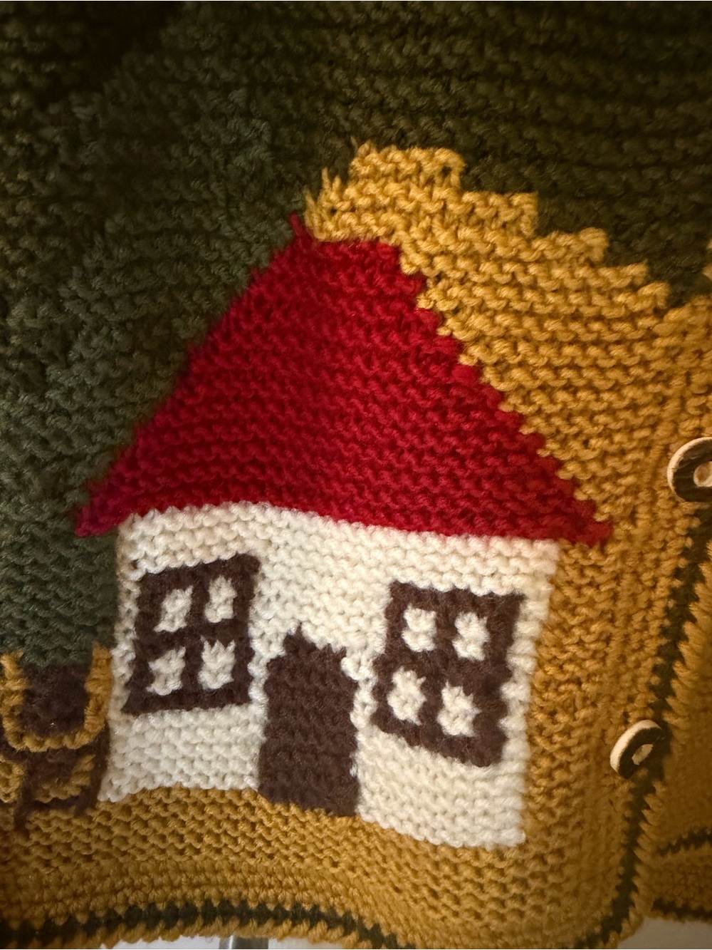 Vintage 90s Storybook Cardigan - Cottagecore Landscape Wool Sweater - Picture 3 of 6